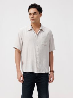 Crocodile - Light Grey Textured Casuals Shirt
