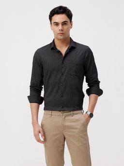 Crocodile - Black Aop Slim Fit Casuals Shirt