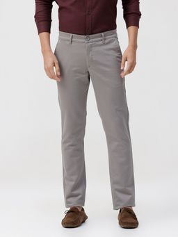 Crocodile - Grey Solid Slim Fit Pant