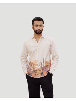 DRAGIT - Men Aquatic Plant Ivory Full Sleeves Cotton Shirt