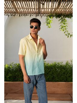 DRAGIT - Men Yellow Sky Line Ombre Half Sleeve Shirt