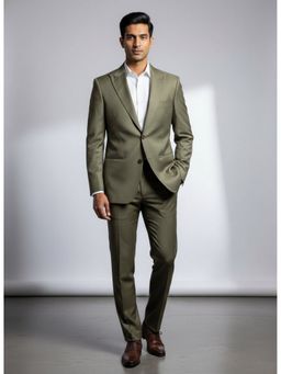 TAJIRI - Green Single Breasted Solid Blazer with Pant