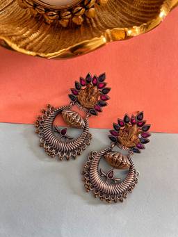Digital Dress Room - German Oxidized Ganesha Multi-Color Earrings for Women