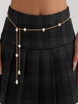 AQUASTREET - Gold Plated White Pearl Drop Anti-Tarnish Waist Chain