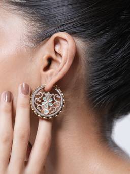 CAO JEWELLERY - Designer White Round Cz Earrings