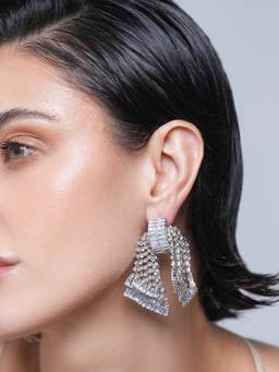CAO JEWELLERY - White Bow Knot Rhinestones Earrings