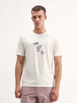 Rare Rabbit - Men Shone Off White Primary T-Shirt