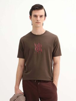 Rare Rabbit - Men Rosco Brown Primary T-Shirt