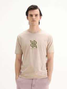 Rare Rabbit - Men Rosco Beige Primary T-Shirt