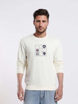 Rare Rabbit - Men Reso Off White Primary Sweatshirt