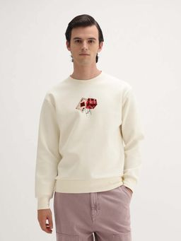 Rare Rabbit - Men Plex Off White Primary Sweatshirt
