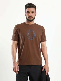 Rare Rabbit - Men Olen Brown Primary T-Shirt