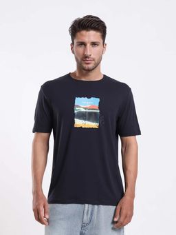 Rare Rabbit - Men Hale Navy Blue Primary T-Shirt