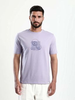 Rare Rabbit - Men Geom Lavender Dusky T-Shirt