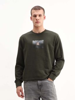 Rare Rabbit - Men Arion Olive Dark Sweatshirt
