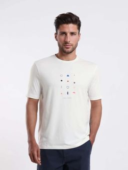 Rare Rabbit - Men Andem Off White Primary T-Shirt