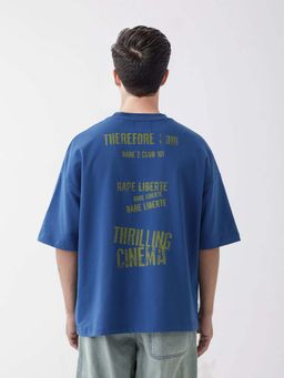 Rare Rabbit - Men Moshe Blue Primary T-Shirt