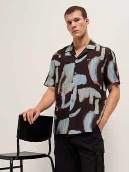 The Bear House - Men's Relaxed Fit Multi-Color Digital Print Shirt