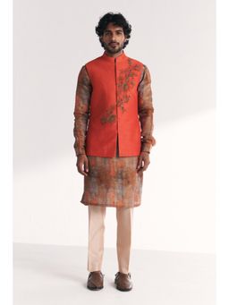 STUDIO BAGECHAA - Multi-Color Tissue Embellished Kurta with Pant and Jacket