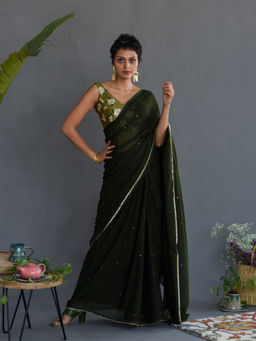 Suta - Green Embellished Pure Cotton Saree