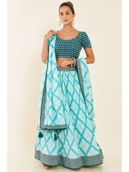 Soch - Powder Blue Georgette Unstitched Lehenga with Mirror Work (Set of 3)