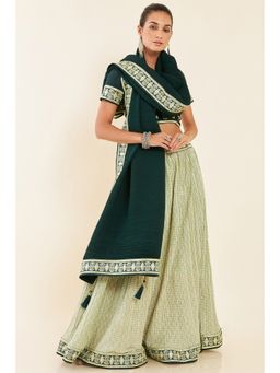 Soch - Light Green Georgette Unstitched Lehenga with Embroidered and Mirror Work (Set of 3)