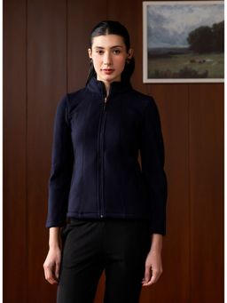 Lakshita - Navy Blue Fur High-Neck Jacket