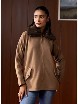 Lakshita - Brown Fur-Collar Jacket