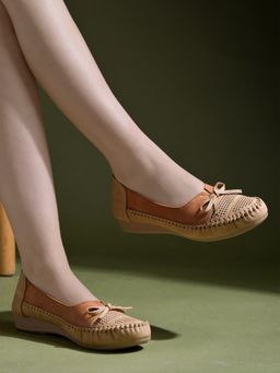 Shoetopia - Casual Beige Moccasins for Women