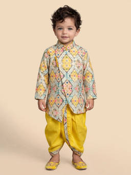 ETHNIKS NEURON - Multi-Color Cotton Silk Kurta and Dhoti