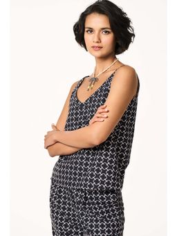 TERRA LUNA - Leah Monogram Navy Blue Tank Top