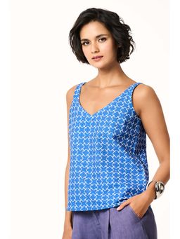 TERRA LUNA - Leah Monogram Blue Tank Top