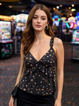 Don’t be basic - Black Polka Dot V-Neck Top