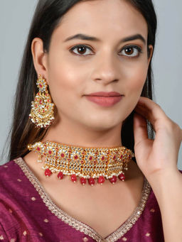 Silvermerc Designs - Traditional Kundan Necklace and Earrings (Set of 2) for woman