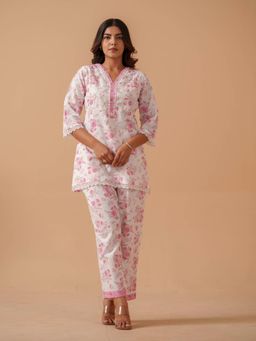Gahan - Pink Floral Printed Pure Cotton Co-Ord Set