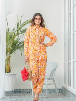 Gahan - Floral Printed Shirt Collar Co-Ord Set