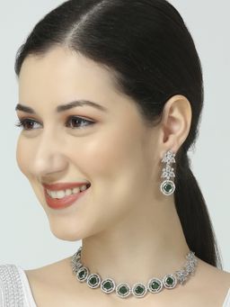OOMPH - Green American Diamond Necklace Set - Women