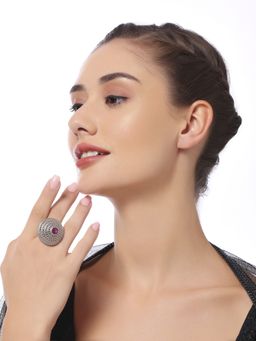 OOMPH - Oxidised Silver Ring - 3D Design - Tribal / Afghan Theme Women