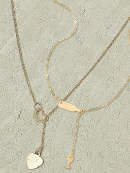 OOMPH - Gold Tone Wine Glass & Heart Lariat Delicate Fashion Necklace Stylish Latest