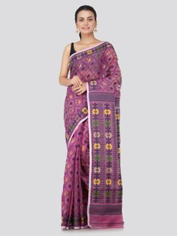 PinkLoom - Women's Soft Cotton Jamdani Saree Without Blouse Piece