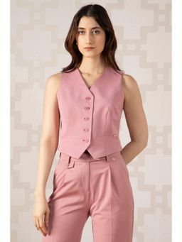 Van Heusen - Women Pink Solid Waist Coat