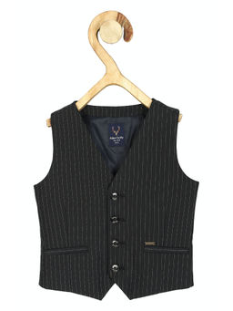 Allen Solly Junior - Boys Black Stripes Waist Coat