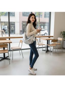 PARTIQ - All-Match Net Celebrity Dumpling Handbag (M) - Silver