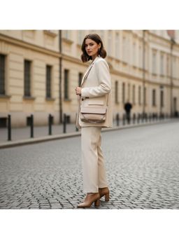 PARTIQ - Retro Style Net One Shoulder Commuting Large Casual Sling Bag - Khaki (S)