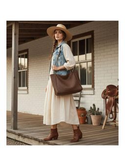 PARTIQ - Retro Woven Large Capacity Simple Commuter Handbag - Brown