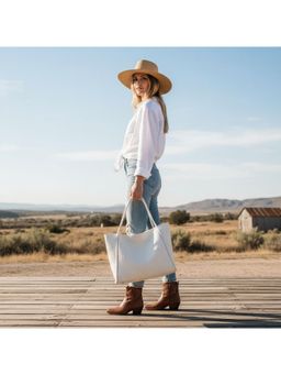 PARTIQ - Retro Woven Large Capacity Simple Commuter Handbag - White