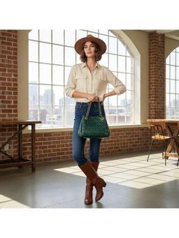 PARTIQ - Womens Light Luxury Hand-Held Large Capacity Chain Parachute Handbag - Green (S)