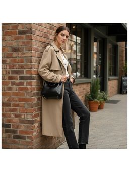 PARTIQ - Fashionable And Versatile Casual Portable Bucket Handbag With Detachable Strap - Black (L)