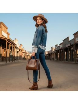 PARTIQ - Fashionable And Versatile Casual Portable Bucket Handbag With Detachable Strap - Brown (L)