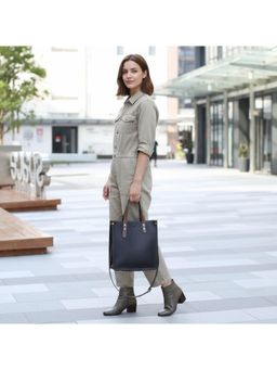 PARTIQ - Womens Fashion Hand-Held Cowhide Large Capacity Handbag with Detachable Strap - black